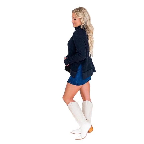 NEW FREE PEOPLE tommy turtleneck sweater in black - Picture 3 of 3